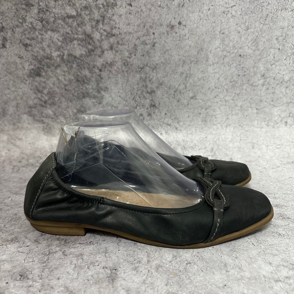 Clarks Lyrical Rhyme Ballet Flats Womens 8.5 Black Leather Bow Square Toe Casual